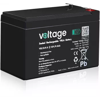 Voltage Long Life AGM Battery 12V 9Ah VEL12-9.0 (15-Year Design Life)