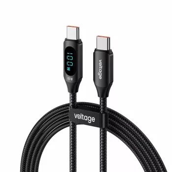 Kabel USB-C na USB-C Voltage PowerDisplay 100W PD 1m Czarny