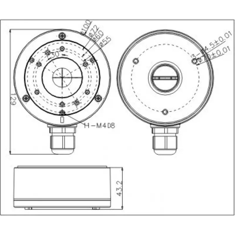 MITON MT-P1280 Puszka instalacyjna natynkowa, IP54, Szary (RAL 7035), 128x80x50 mm