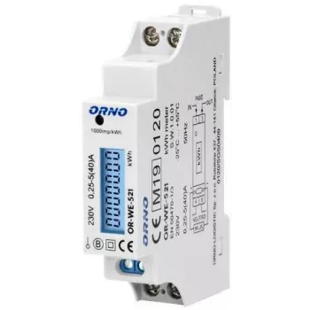 ORNO OR-WE-521 Jednofazowy Licznik Energii Elektrycznej 230V 40A DIN Szyna LCD Podświetlenie
