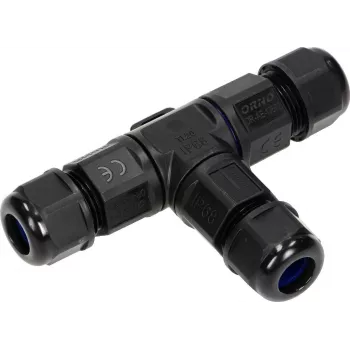 ORNO OR-AE-13602 T-Junction Cable Connector IP68, 3x4mm², 450V/25A, Black