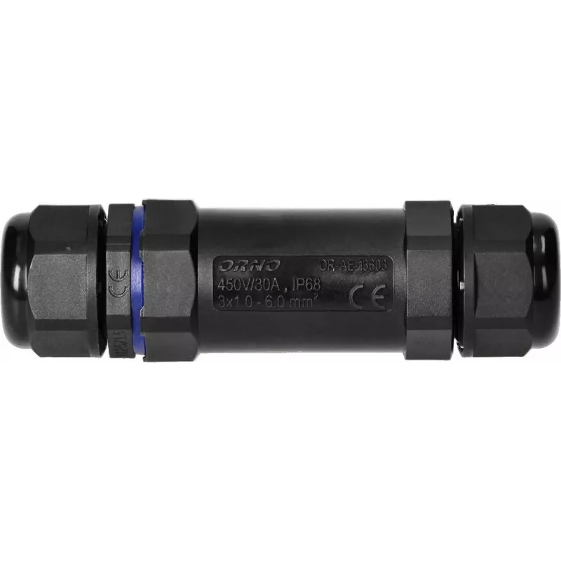 ORNO Straight Cable Joint Connector IP68 M25 3x6mm² 450V/30A OR-AE-13603