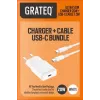 GRATEQ TAHKO 20W USB-C PD Ładowarka sieciowa z kablem USB-C do Lightning 1,5 m, biała