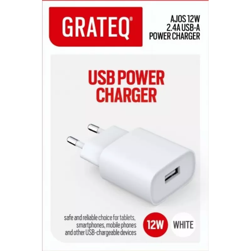 GRATEQ AJOS Ładowarka USB-A 12W Biała
