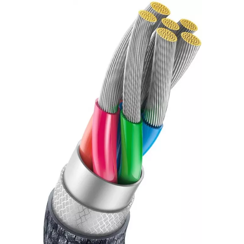 Baseus Crystal Shine USB-A do USB-C Kabel 1,2m 100W 6A QC 3.0 Pleciony Nylon Czarny