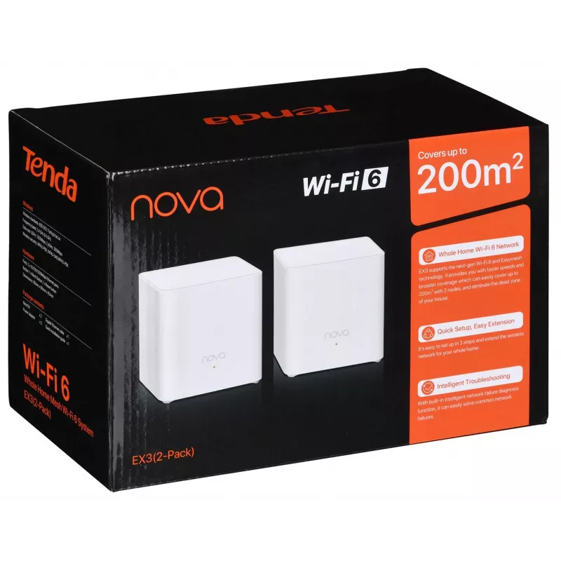 Tenda EX3 (2-Pack) Dual-Band Wi-Fi 6 Mesh System AX1500 White