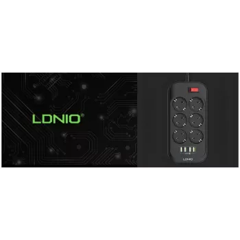 LDNIO SE6403 Listwa zasilająca 6 gniazd + 4 porty USB, kabel 2m, 2500W, biała