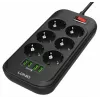 LDNIO SE6403 Listwa zasilająca 6 gniazd + 4 porty USB, kabel 2m, 2500W, biała