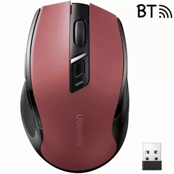 UGREEN MU006 Bezprzewodowa Mysz Optyczna 2.4GHz / Bluetooth 5.0 4000 DPI - Czerwona