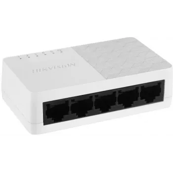 Hikvision DS-3E0105D-O Niezarządzalny przełącznik Fast Ethernet, 5 portów, 10/100 Mb/s, czarno-biały