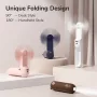 JISULIFE Handheld Fan 8 Biały Przenośny Wentylator USB z Power Bankiem 2000mAh i Latarką