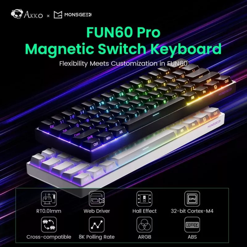 Klawiatura mechaniczna Akko FUN60 PRO USB-C Czarna 61 klawiszy