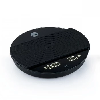 WILFA UNIFORM COFFEE SCALE - Cyfrowa waga do kawy z timerem, Bluetooth, udźwig 2000g, dokładność 0,1g, czarna