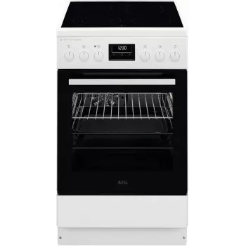 AEG CCB56491BW Wolnostojąca Kuchenka Elektryczna z Płytą Ceramiczną, 73L Piec Konwekcyjny i 39L Piec Tradycyjny, Biały