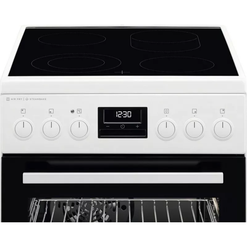 AEG CCB56491BW Wolnostojąca Kuchenka Elektryczna z Płytą Ceramiczną, 73L Piec Konwekcyjny i 39L Piec Tradycyjny, Biały