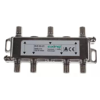 AXING AX BVE 6-01 6-drożny Rozgałęźnik TV/SAT, 75 Ohm, Złącze F, Cynk ciśnieniowy, Czarny