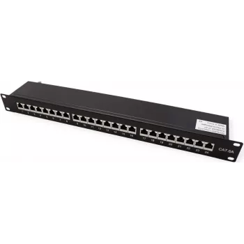 VALUE 19-calowa panel krosowy Cat6A/Class EA 24 porty ekranowany czarny