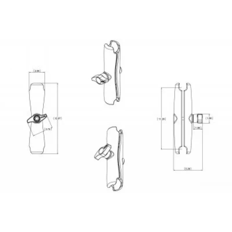 RAM Long Length Double Socket Arm for D Size 2.25 inch Balls