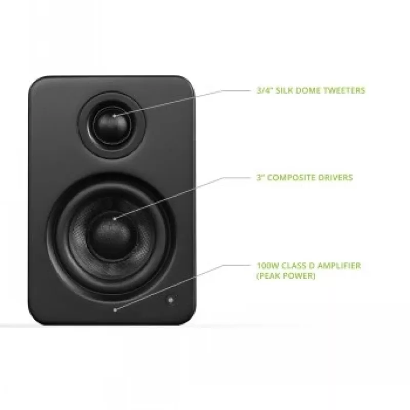 Kanto Audio YU2MB-CG 3-Driver Powered Speakers with USB DAC and 3.5mm AUX - Matte Black (Incl. Type C & G Power Cords)
