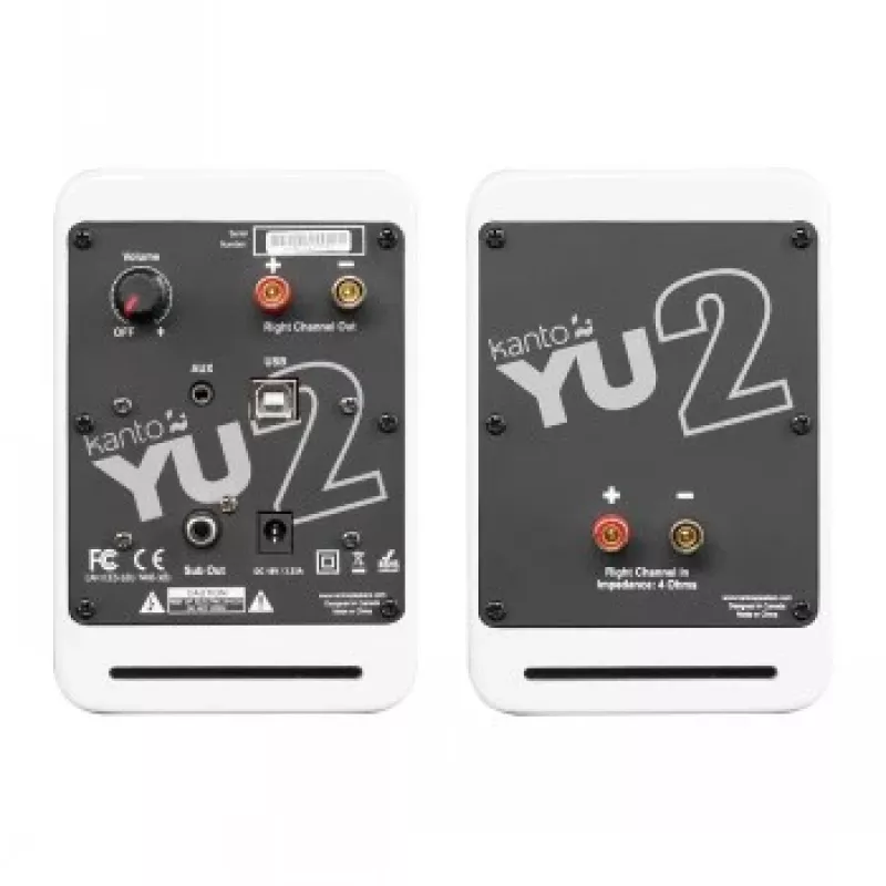 KANTO AUDIO YU2MW-CG Zasilane głośniki półkowe z USB DAC i 3.5mm AUX - Biały mat (z przewodami zasilającymi Typ C i G)
