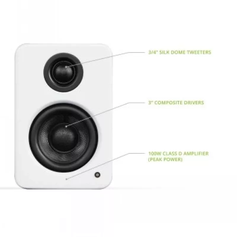 KANTO AUDIO YU2MW-CG Zasilane głośniki półkowe z USB DAC i 3.5mm AUX - Biały mat (z przewodami zasilającymi Typ C i G)
