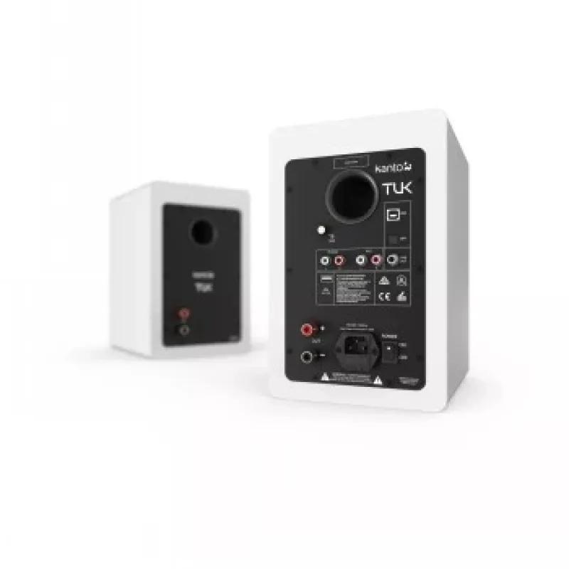 KANTO AUDIO TUKMW-FG Premium Powered Speaker z wyjściem słuchawkowym, USB DAC, dedykowanym przedwzmacniaczem gramofonowym, Bluetooth, biały mat (w tym przewody zasilające typu F i G)