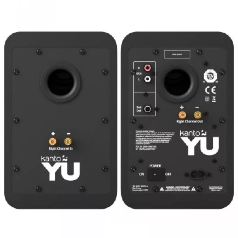 KANTO AUDIO YU-CG Aktywne głośniki podstawkowe z Bluetooth i wejściem RCA - Czarny winyl (z przewodami zasilającymi Typ C i G)