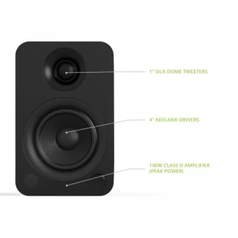 KANTO AUDIO YU-CG Aktywne głośniki podstawkowe z Bluetooth i wejściem RCA - Czarny winyl (z przewodami zasilającymi Typ C i G)
