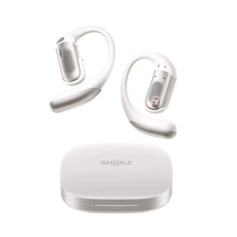 Shokz OpenFit Pro White - Otwarte słuchawki dokanałowe True Wireless z technologią DirectPitch, Bluetooth 5.3, IP54, bateria 28h