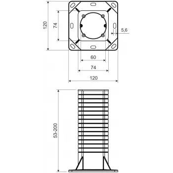 KOPOS KEZ_KB Puszka instalacyjna do elewacji ocieplonych, 120x120mm, szary/pomarańczowy