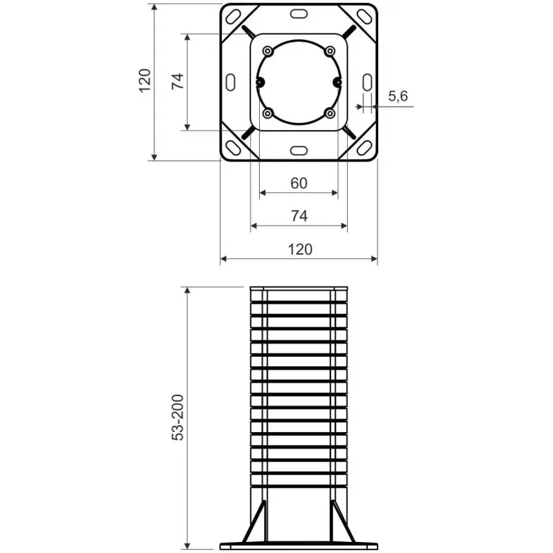 KOPOS KEZ_KB Puszka instalacyjna do elewacji ocieplonych, 120x120mm, szary/pomarańczowy