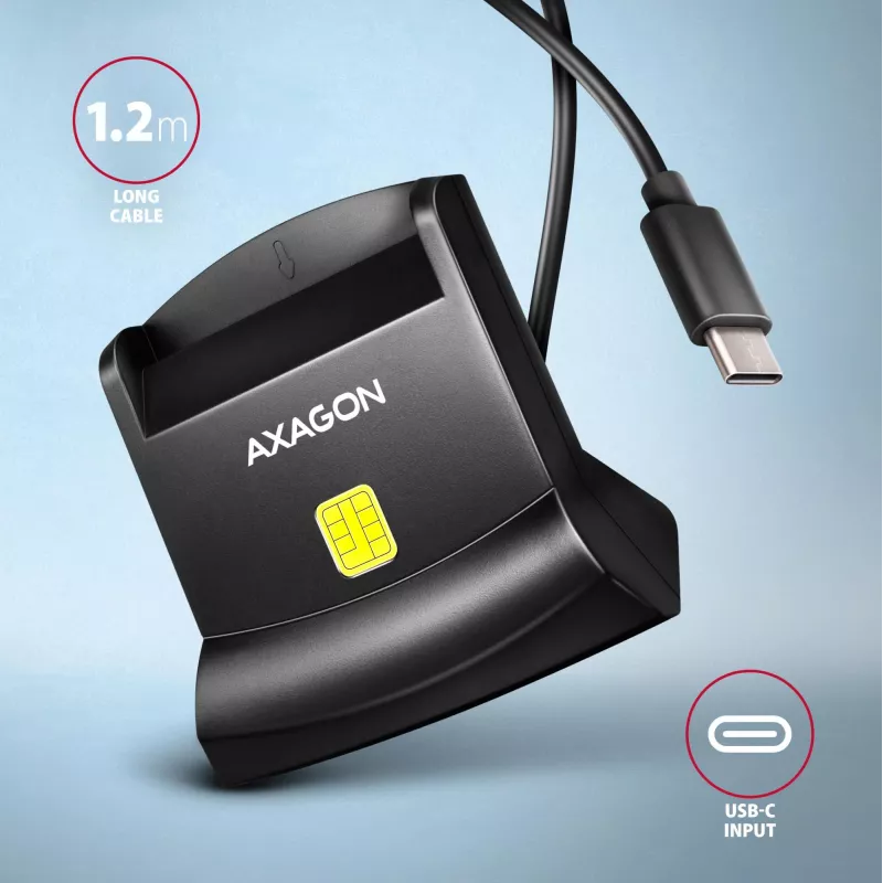AXAGON CRE-SM4NC USB-C Smart Card Stand Reader - Czarny