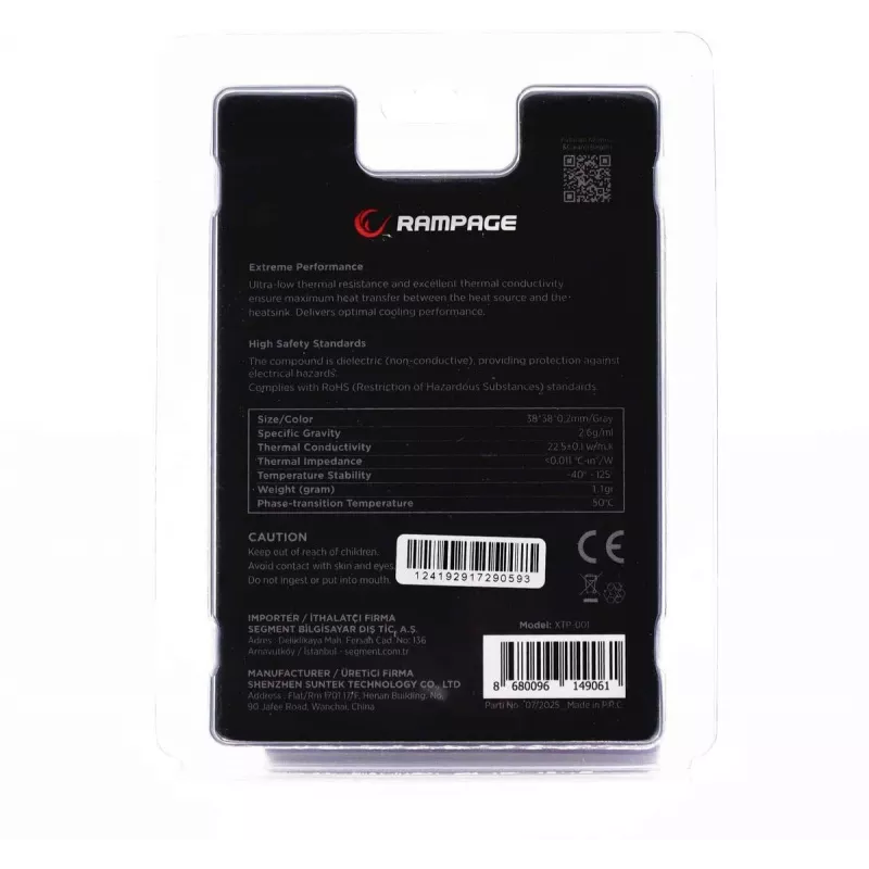 Rampage Termopad XTP-001 Thermal Pad 38×38×0.2 mm PTM