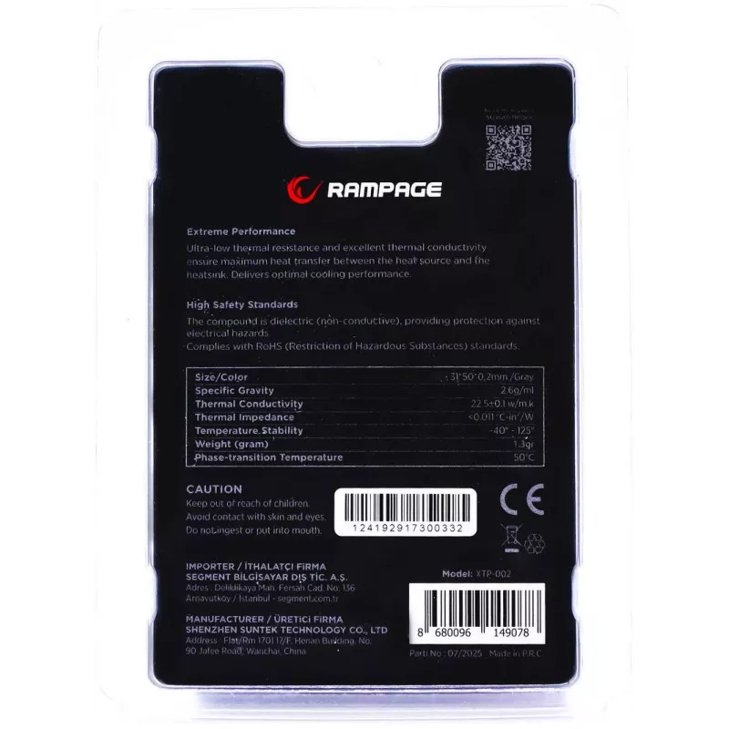 Rampage Termopad XTP-002 Thermal Pad 31×50×0.2mm PTM