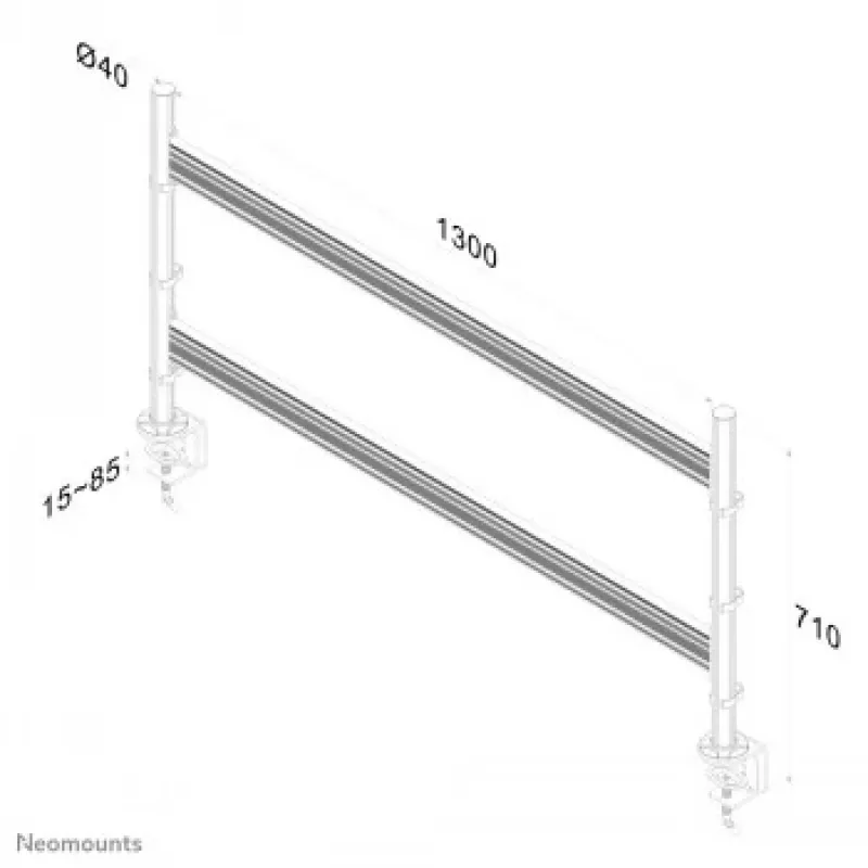 NEOMOUNTS NEWSTAR Flat Screen Desk Toolbar na 6 ekranów (70 x 130 cm) 10-24 Srebrny