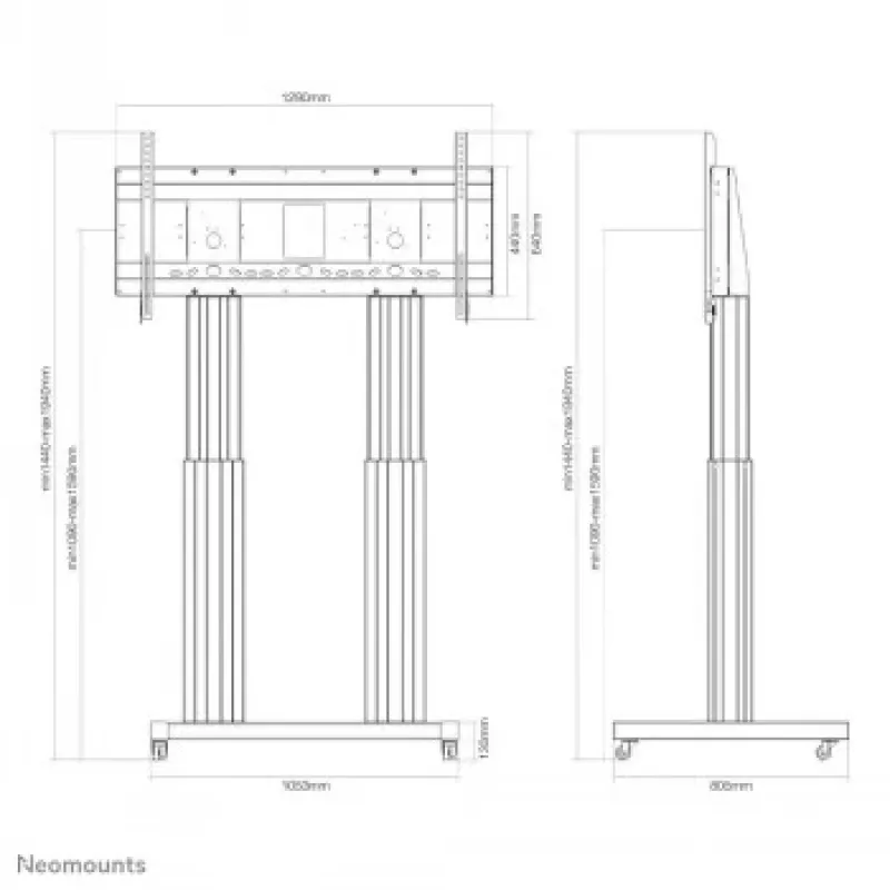 NEOMOUNTS NEWSTAR Motorised Mobile Floor Stand dla ekranów 70-120 inch, VESA 300x200 do 1200x600, srebrny