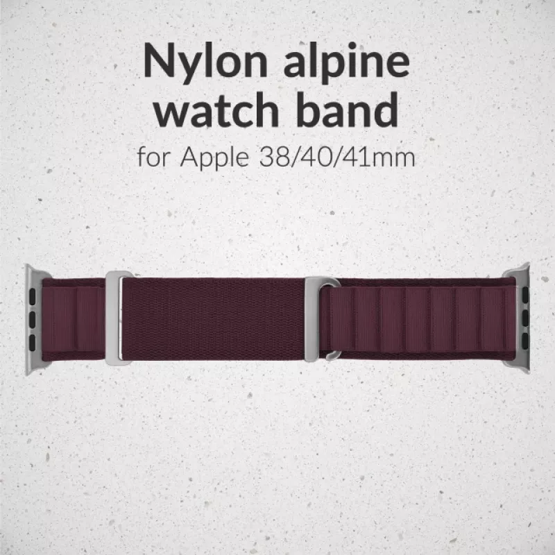 Pasek do zegarka Mobilize Nylon - Alpine - Łącznik tytanowy - do Apple 38/40/41mm - Bordeaux