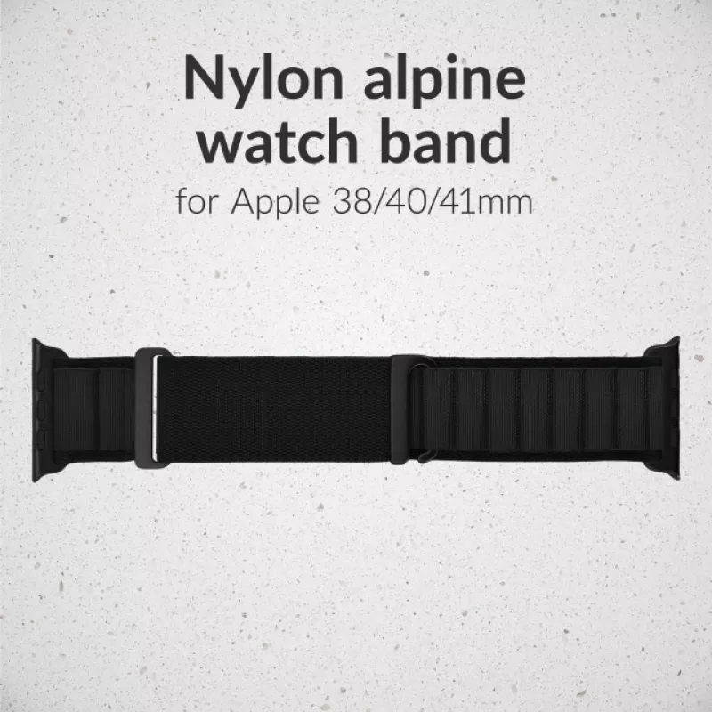 Pasek Mobilize Nylon Watch Band - Alpine - Czarny łącznik - do Apple 38/40/41mm - Czarny