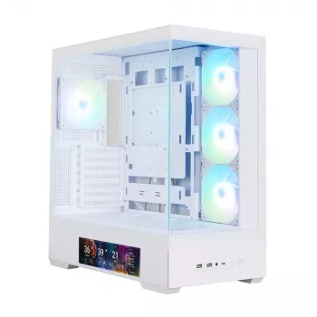 Zalman P40 DS White Mid-Tower PC Case z 4x 140mm ARGB Wentylatorami, Szklanym Bokiem, Siatkowym Przednim Panelem, Biały