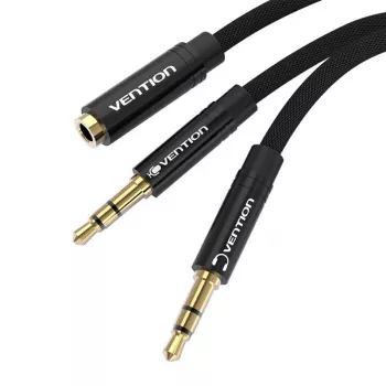 Vention BBLBAB Przewód rozdzielający audio 3.5mm żeński na 2x męski, 0.6m, czarny