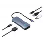 IcyBox IB-DK4081-SO Spade Dock 4081 5-w-1 podróżna stacja dokująca z ładowaniem Off-Screen, USB-C, HDMI 4K, Gigabit Ethernet, 2x USB-A, 100W PD, aluminium
