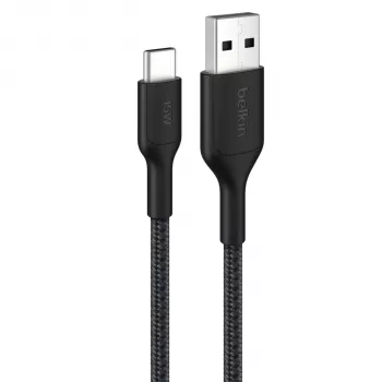 Belkin BOOSTCHARGE Pleciony kabel USB-C do USB-A 2m Czarny