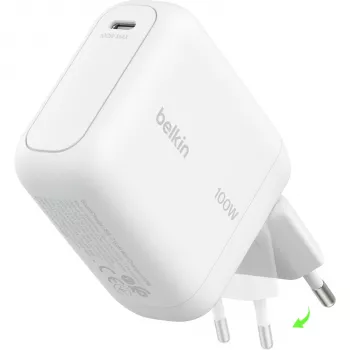 Belkin BoostCharge 100W GaN USB-C Ładowarka ścienna Biała