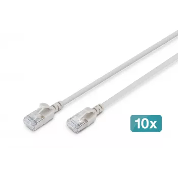 DIGITUS CAT 6A F/FTP Slim Patch Cable, 0,5 m, szary, 10 szt.