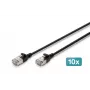 DIGITUS CAT 6A F-FTP Slim Patch Cable, 0.5m, Czarny, 10 szt., LSZH, 10Gbps, RJ45