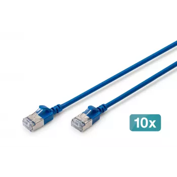 DIGITUS CAT 6A F-FTP Slim Patch Cable, 0.5m, niebieski, 10-Pack