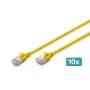 DIGITUS CAT 6A F-FTP Slim Kabel krosowy, 0,5m, Żółty, 10-Pak, LSZH, 10Gbps, 500MHz, 28AWG Miedź, Pozłacane RJ45