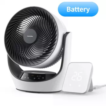 SwitchBot Wentylator cyrkulacyjny Smart z zasilaniem bateryjnym, 100 prędkości, oscylacja pozioma 90° i pionowa 100°, Bluetooth i Wi-Fi (wymagany hub), biały