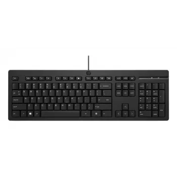 HP 125 G2 Przewodowa klawiatura USB, układ niemiecki (QWERTZ), pełnowymiarowa, membranowa, odporna na zalanie, czarna - Bulk