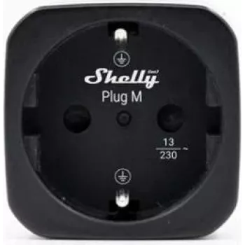 Shelly Plug M Gen3 Czarna inteligentna wtyczka z monitorowaniem energii, 13A, Wi-Fi i Bluetooth